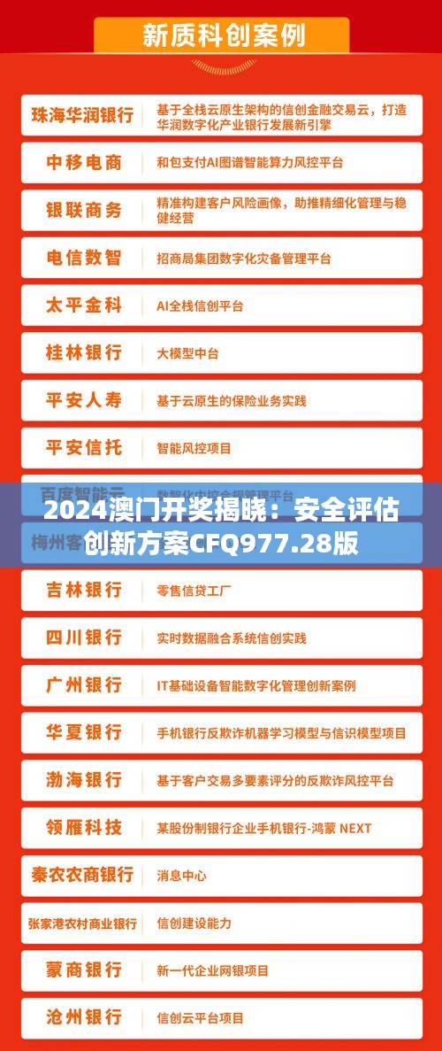 2024澳门开奖揭晓：安全评估创新方案CFQ977.28版