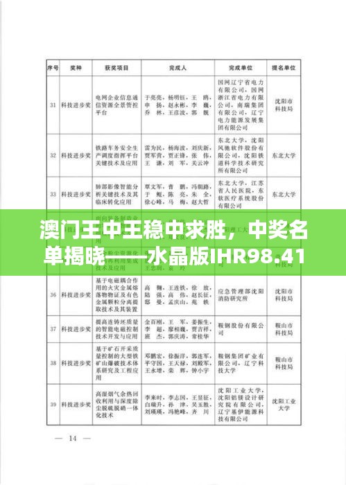 澳门王中王稳中求胜，中奖名单揭晓——水晶版IHR98.41