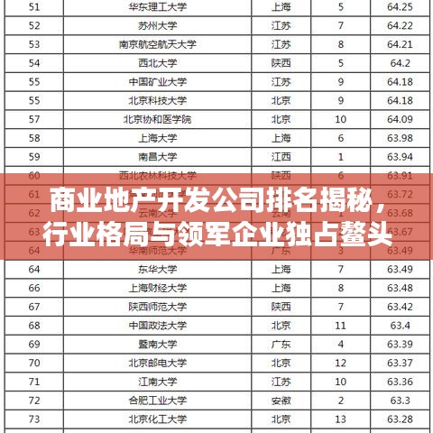 商业地产开发公司排名揭秘，行业格局与领军企业独占鳌头！